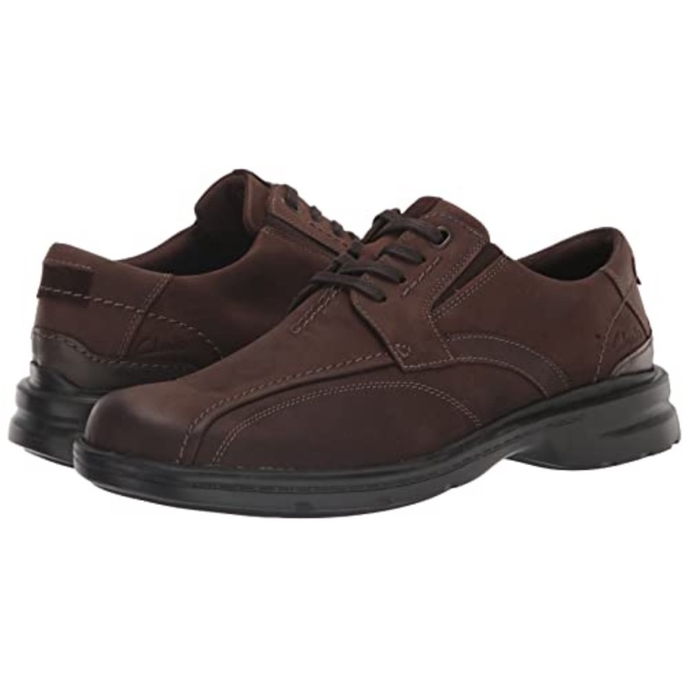 Clarks Gessler Shoe Mens 7 1/2 Wide Casual Lace Up Dark Brown Leather New in Box